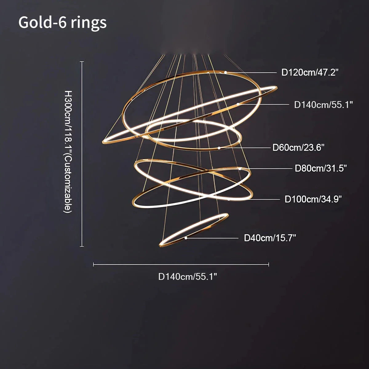 Grand Tiered Ring Chandelier - Modern Luxury Multi-Tier Lighting for Foyer & High Ceiling