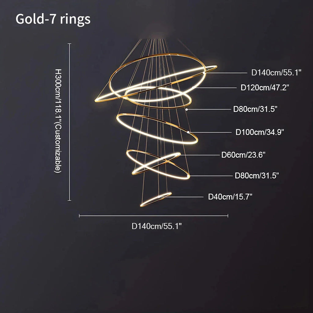 Grand Tiered Ring Chandelier - Modern Luxury Multi-Tier Lighting for Foyer & High Ceiling