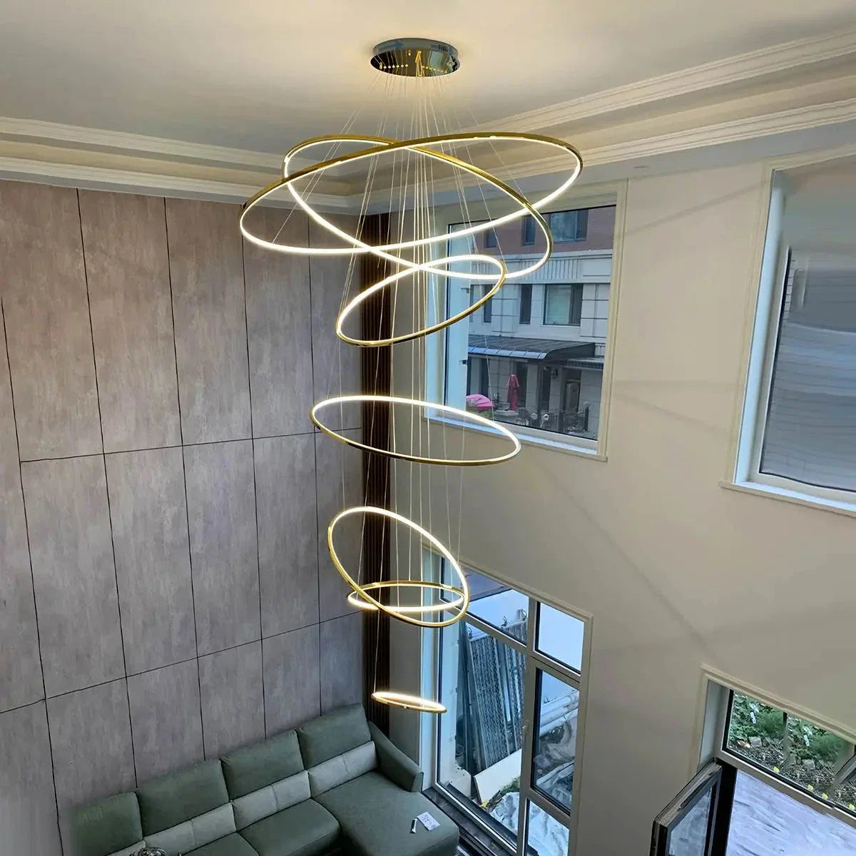 Grand Tiered Ring Chandelier - Modern Luxury Multi-Tier Lighting for Foyer & High Ceiling