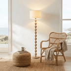 nuvlight Olan Modernist Stacked-Sphere Solid Wood Floor Lamp
