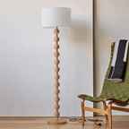 nuvlight Olan Modernist Stacked-Sphere Solid Wood Floor Lamp