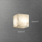 Modern Square Alabaster Sconce - Luxury Spanish Stone Cube Wall Light for Living Room
