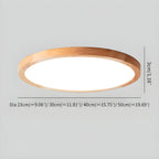 Nordic Wood Halo Ceiling Light - Japandi Round LED Flush Mount for Bedroom & Nursery