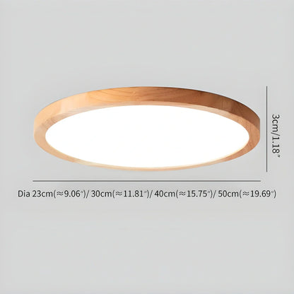Round Wood LED Flush Mount Ceiling Light