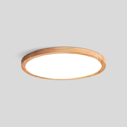 Nuvlight Modern Wood Round Ceiling Light for Bedroom