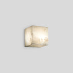 Modern Square Alabaster Sconce - Luxury Spanish Stone Cube Wall Light for Living Room