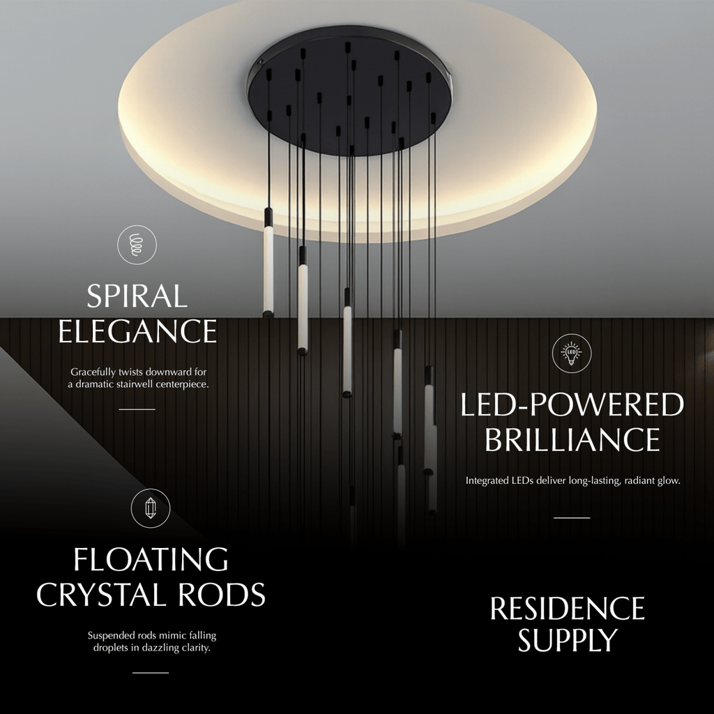 nuvlight Tinara Modernist Staggered Cascade Staircase Chandelier