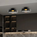 nuvlight Trisva Architectural Layered Smoked Glass Flush Mount