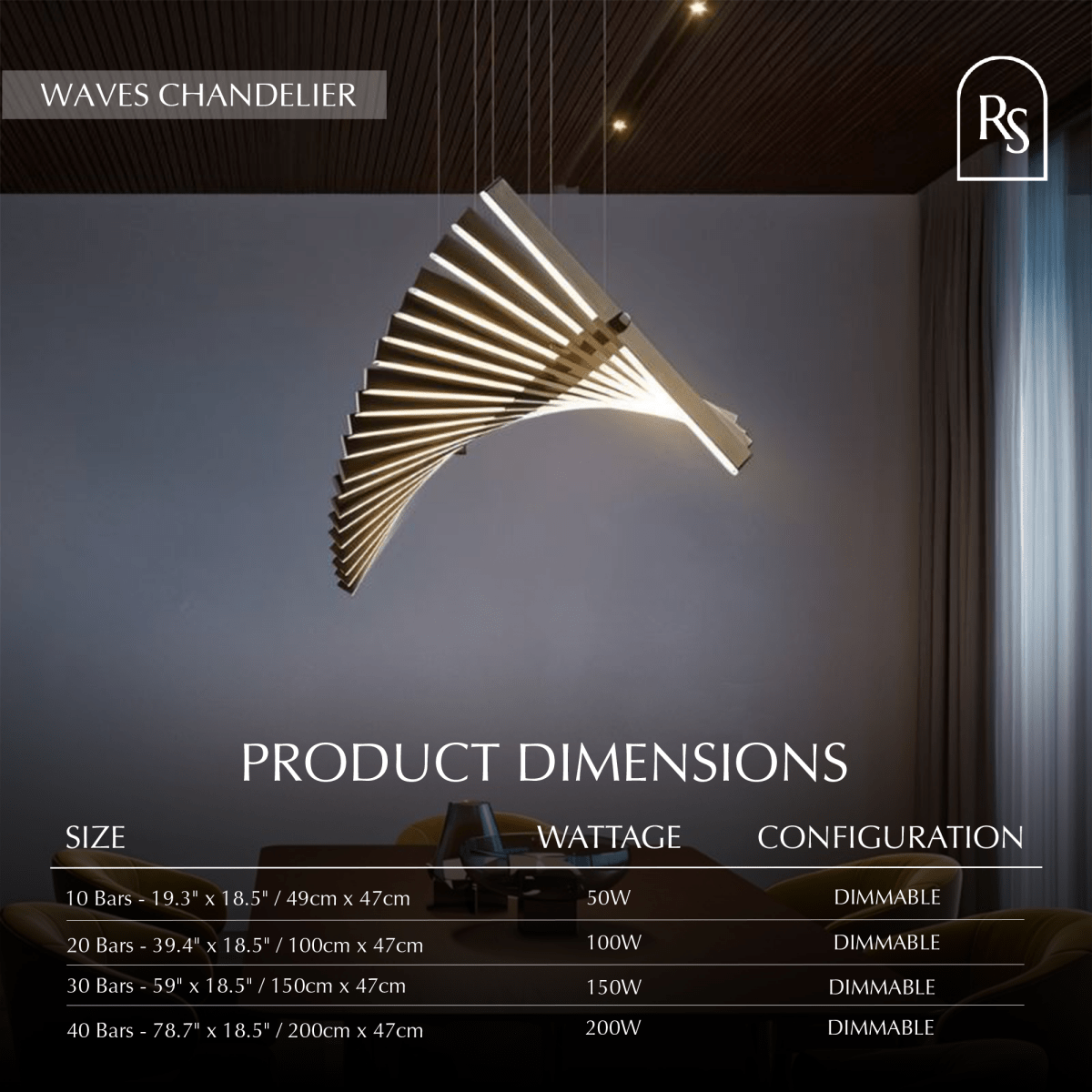 nuvlight Waves Modern Fluid LED Chandelier